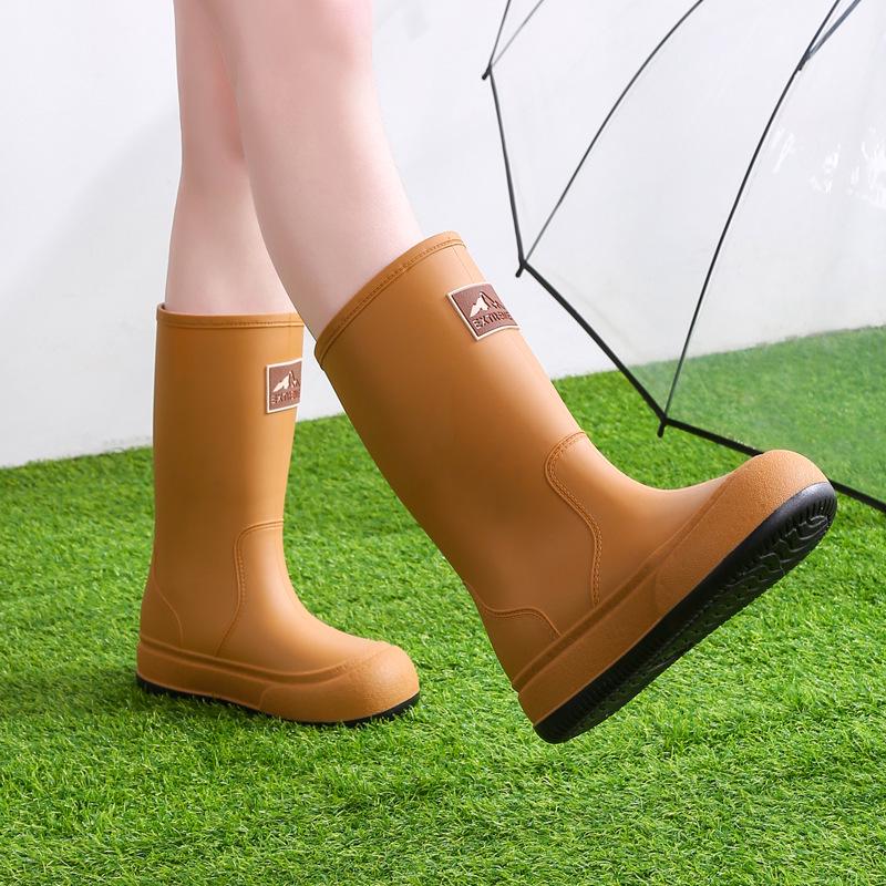 Women's High-Top Non-Slip Velveteen-Lined Waterproof Rubber Rain Boots