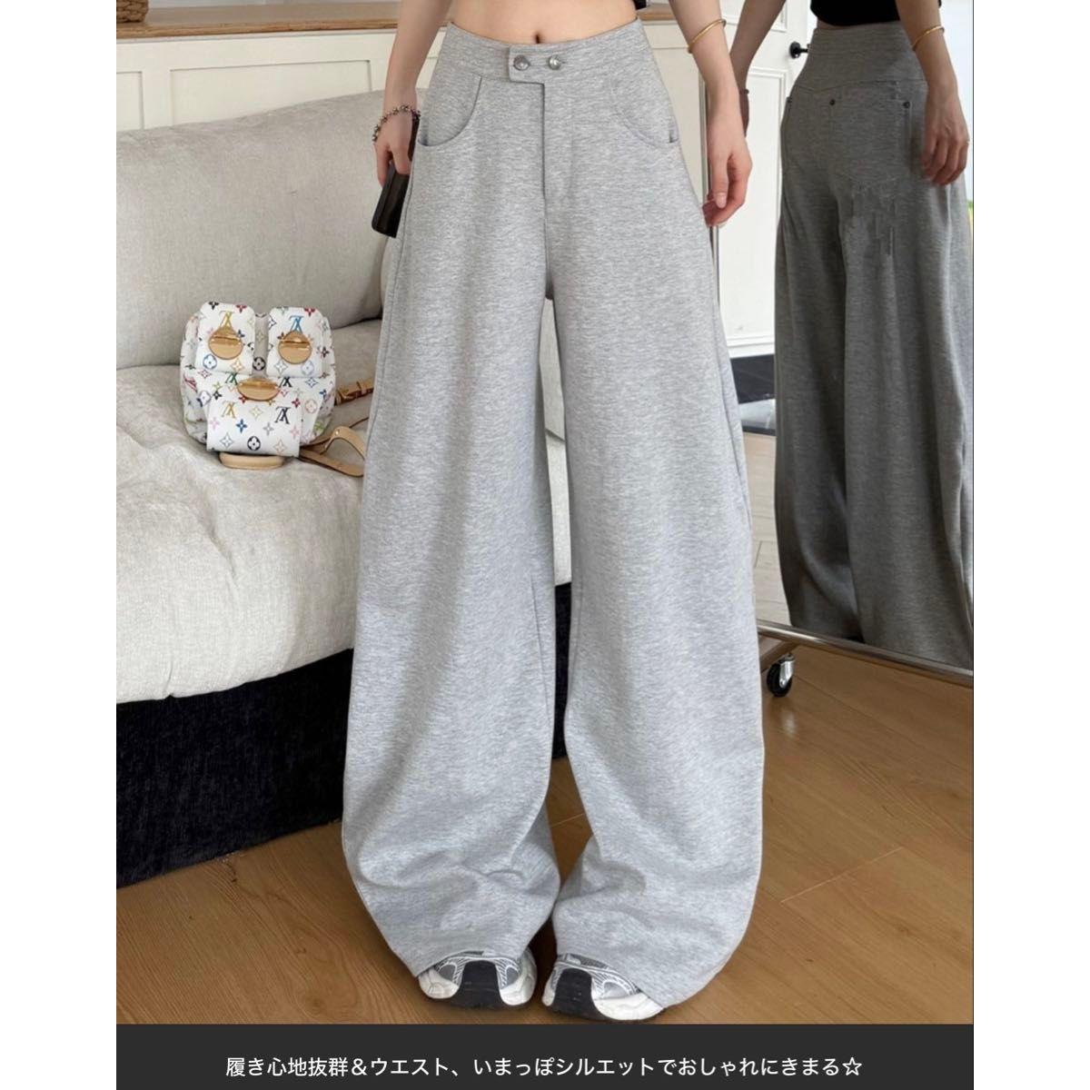 WEGO 26SS New Barrel Leg Sweat Pants Gray New