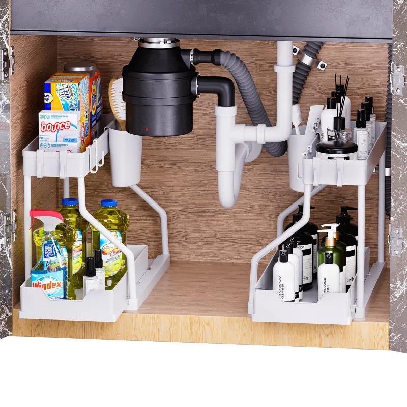 New Temu Amazon Pull-out Storage Rack Kitchen Bathroom Sink Storage Rack Storage Rack