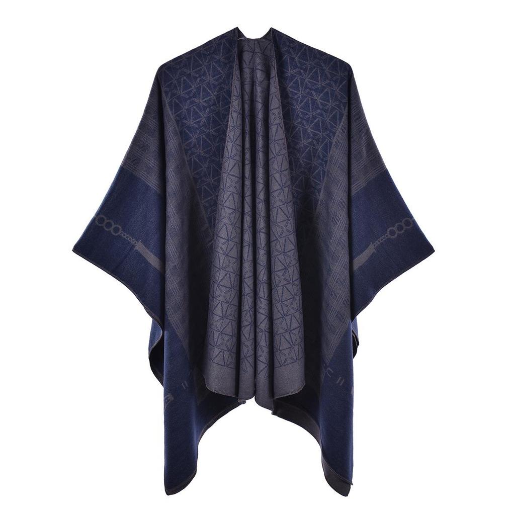 Women's Retro Plaid Imitation Cashmere Shawl Cloak - Stylish & Warm Outerwear