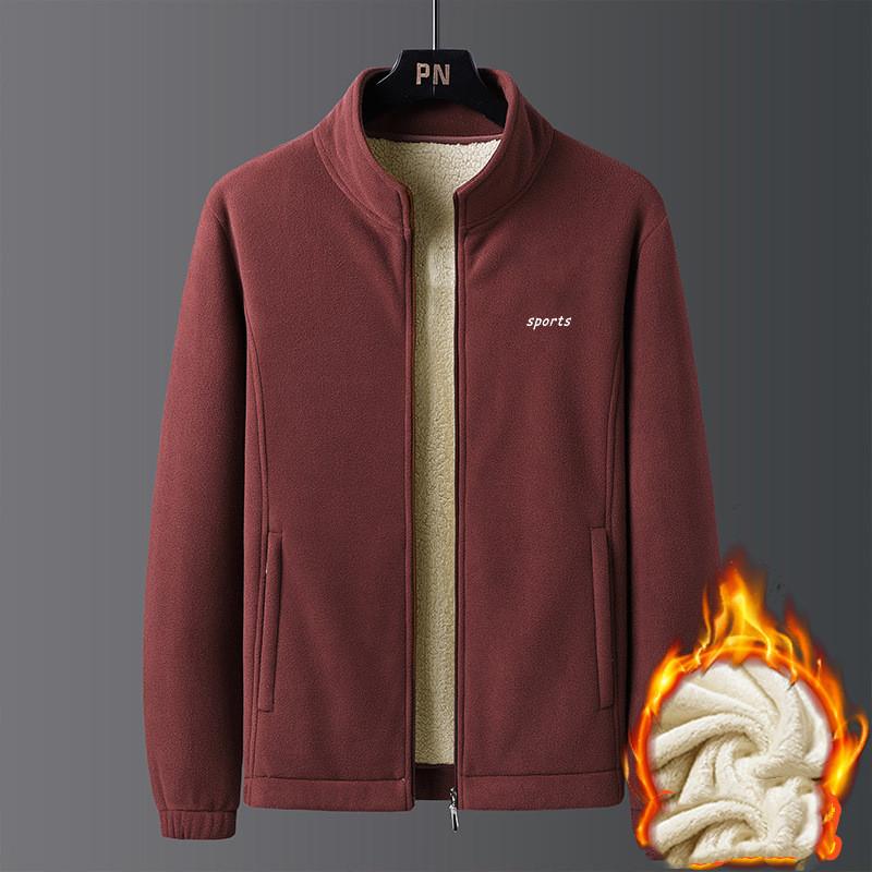 Cardigan invernale in pile di agnello caldo da uomo, strato intermedio, giacca spessa