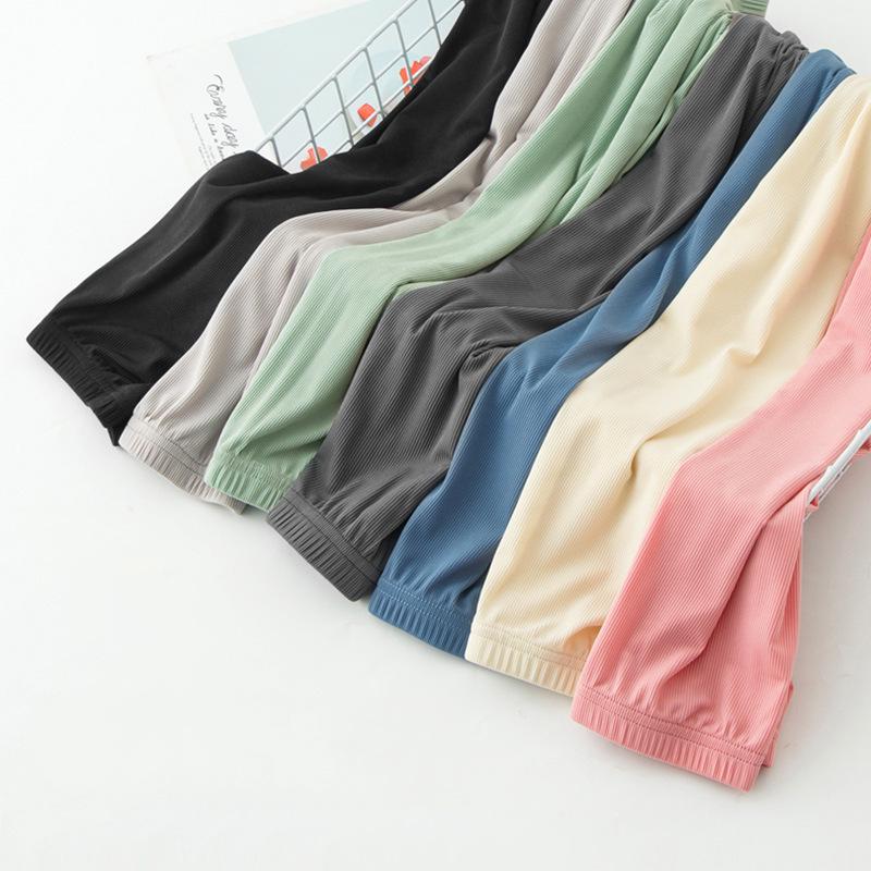 Children's Ice Silk Casual Sports Pants - Candy Color Elastic Ankle, Mosquito-Proof Sleepwear for Boys & Girls
