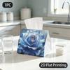1pc Tissue Box, LUXURY BLUE ROSE SHIMMERING ELEGANCE Pattern, 2D Flat Printing, Crafted with Strong Polyester, Folds Flat, Tissue Bag, for Outdoor Use
