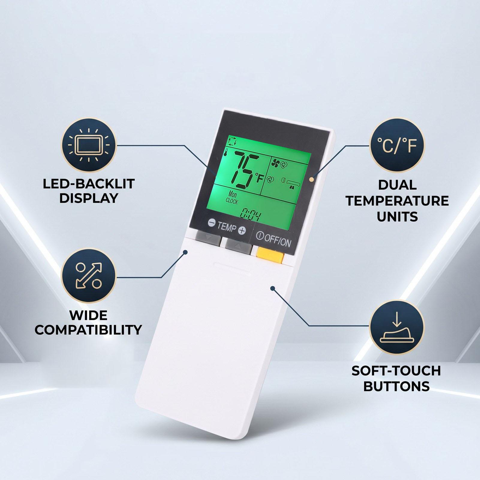 Controle Remoto de Reposição para Ar Condicionado Mitsubishi SG15C SG15D com Display LED Retroiluminado Controle Remoto com white