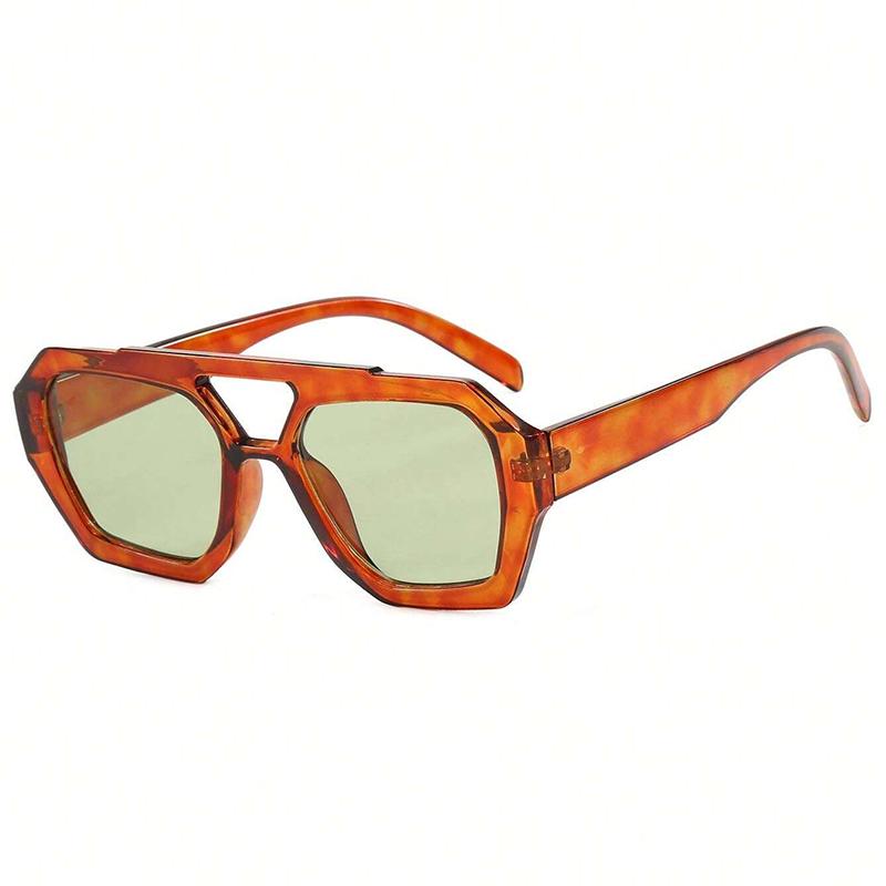 

Fashionable Square Sunglasses For Men And Women Dual-Beam Irregular Sun Glasses Female Retro Unique Ocean Lens Big Eyewear As shown