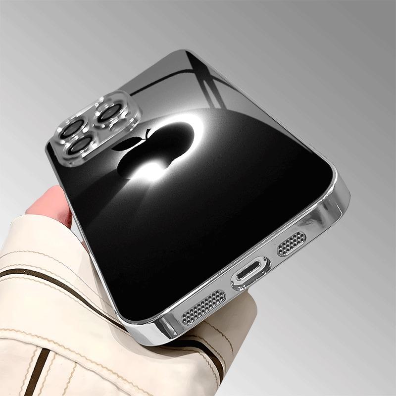 Creative For Apple Pattern Tempered Glass Electroplated Phone Case For iPhone 17 16 15 14 13 12 11 Pro Max Plus 16E 17 Air Cover