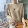 Women's Cashmere Round Neck Sweater: Solid Color, Long Sleeve, Autumn/Winter Knit Top