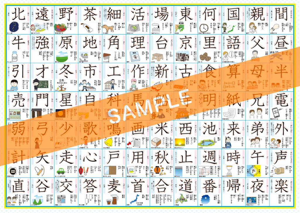 Bath Poster for Second Kanji A3 Yupo 2 Includes Stroke Usage and Illustrations [Fully Waterproof] Graders Chart, Paper, Sheets, Order, Examples,