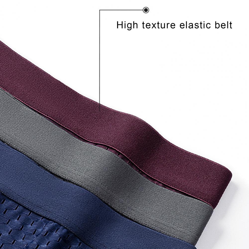 Intimo estivo da uomo Vita media ampia cintura elastica Boxer Slip U-convesso Pantaloncini in maglia di seta sottile di ghiaccio Mutandine Mutande