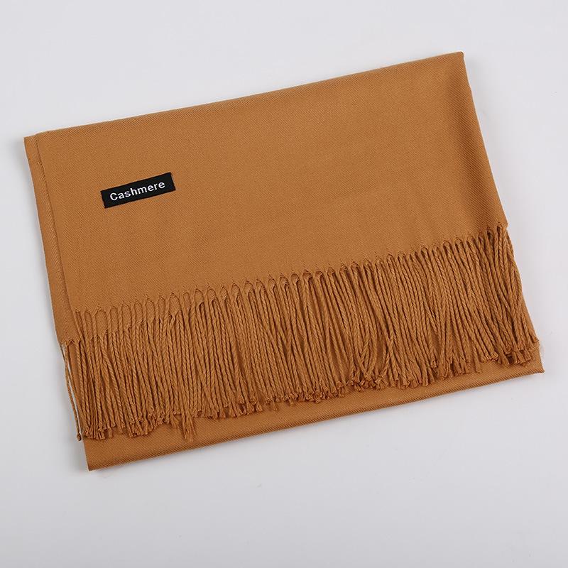 Solid Color Cashmere Scarf Women'S Autumn And Winter Explosion 220G Classic Light Board Monochrome Tassel Versatile Warm Shawl Gift