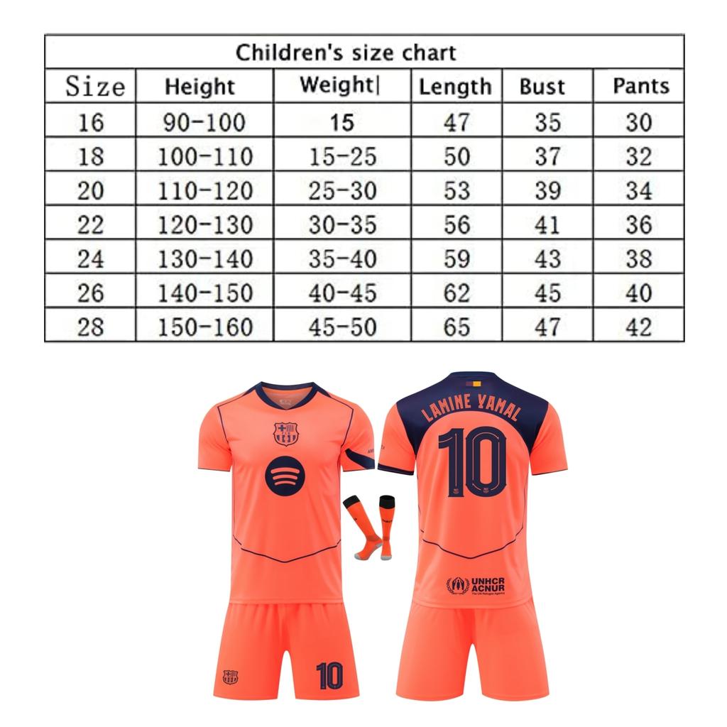 Dětský fotbalový dresový set Barcelona Yamal, YSHT, Polyester, 130-140 cm, Oranžová
