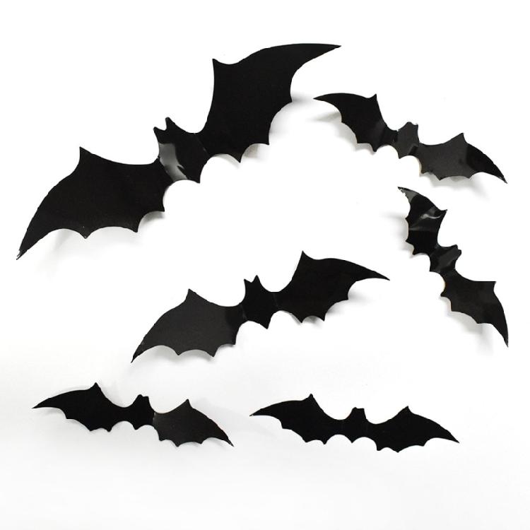 48Pcs 3D Bats Wall Stickers Halloween Decorations, 3D Bat Stickers for Window Wall Decorations, Halloween Party Supplies