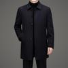 Men's Mid-Length Wool Coat with Detachable Down Liner, Business Lapel Style
