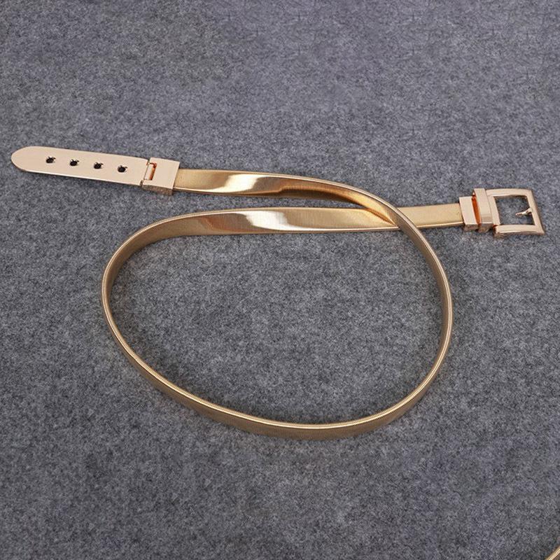 Meier Metal spring elastic waist chain - fashionable, versatile matte buckle iron chain skinny belt 80-100cm золотой