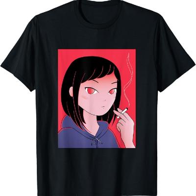 Japonská anime dívka kouřící tričko