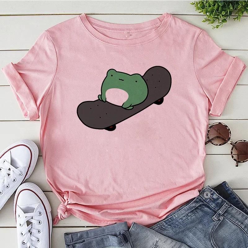 Womens Tshirt Hip Hop Street Wear Harajuku Short Sleeve Tshirt Cute Frog Printed Tshirt Summer Top