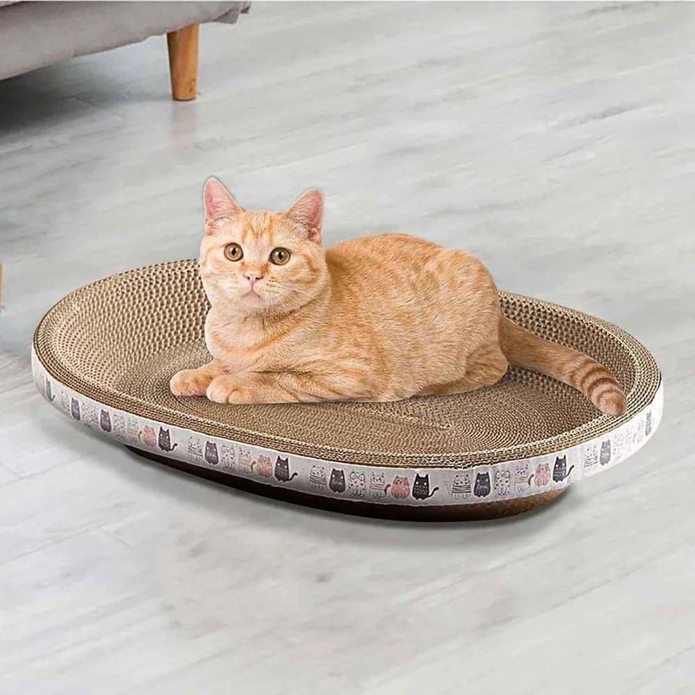 Corrugated Cardboard Oval Pet Scratching Post Pet Bed