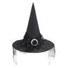 IPENNYE Halloween Velvet Witch Devil Hat with Flower Cosplay Wizard Classic Witch Grim Reaper Super Cute Tricorne Costume Cosplay Cultural School