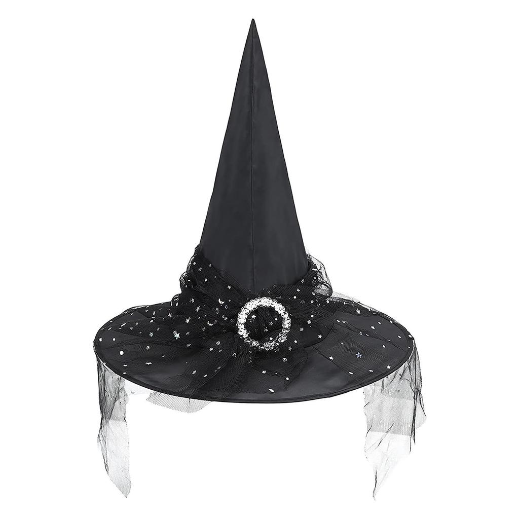 IPENNYE Halloween Velvet Witch Devil Hat with Flower Cosplay Wizard Classic Witch Grim Reaper Super Cute Tricorne Costume Cosplay Cultural School