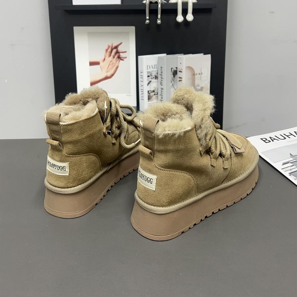 Thick Velvet Warm Snow Boots Women's New Thick-soled Leather Versatile Round-head Snow Boots Cotton Boots Tide