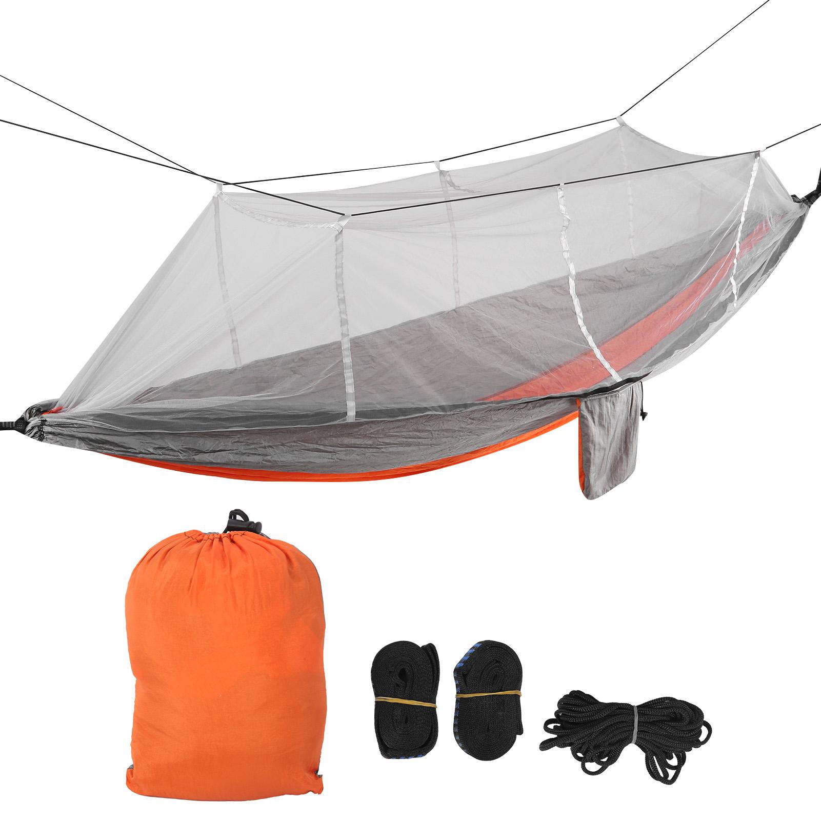 

Single Double Camping Hammock with Mosquito Net Portable Lightweight Tree Straps Hammock Orange and gray