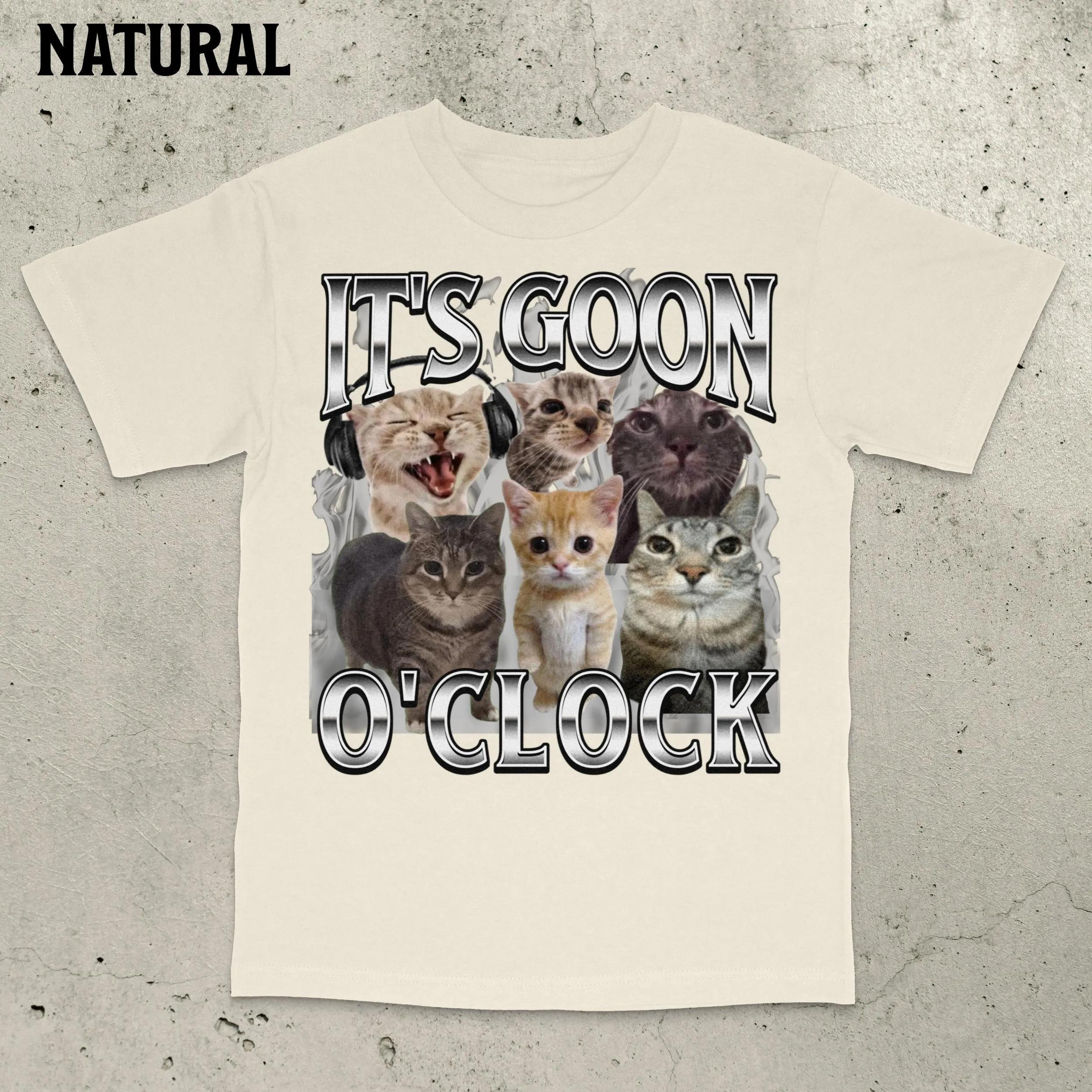 

It s Goon O Clock Cat Funny Cat T-Shirt Ironic Cat Shirt Gen Z Gooning Goon Never GoonUnhinged Weird Tee Men Clothing M