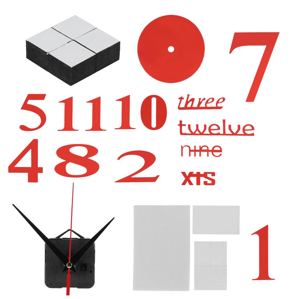 Modern DIY Digital Wall Clock Sticker Decals for Home Living Room Office DecorationRed