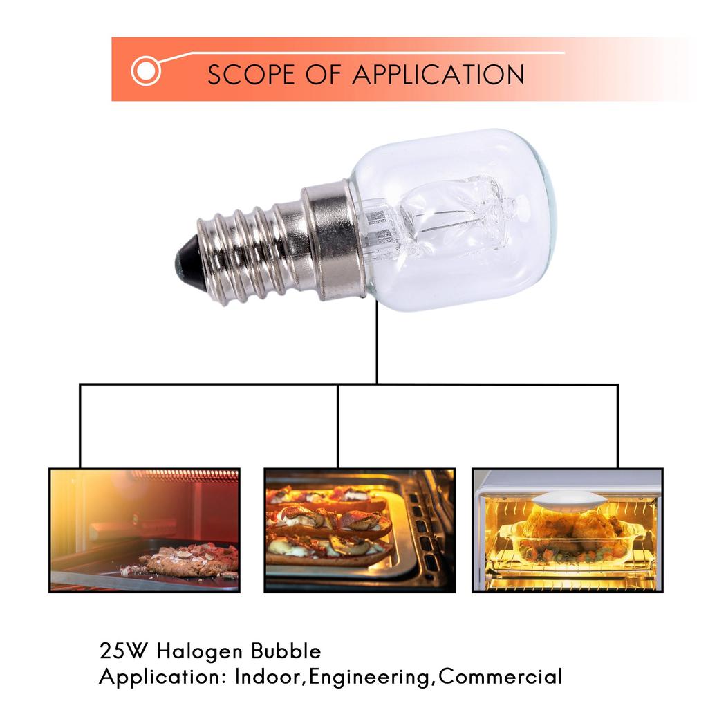 Promotion!E14 High Temperature Bulb 500 Degrees 25W Halogen Bubble Oven Bulb E14 250V 25W Quartz Bulb