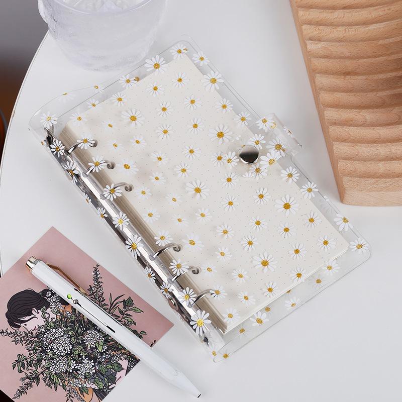Handbook Notebook Transparent PVC Shell A6 Binder Japanese and Korean Ins Style Same Envelope Cute Little Daisy