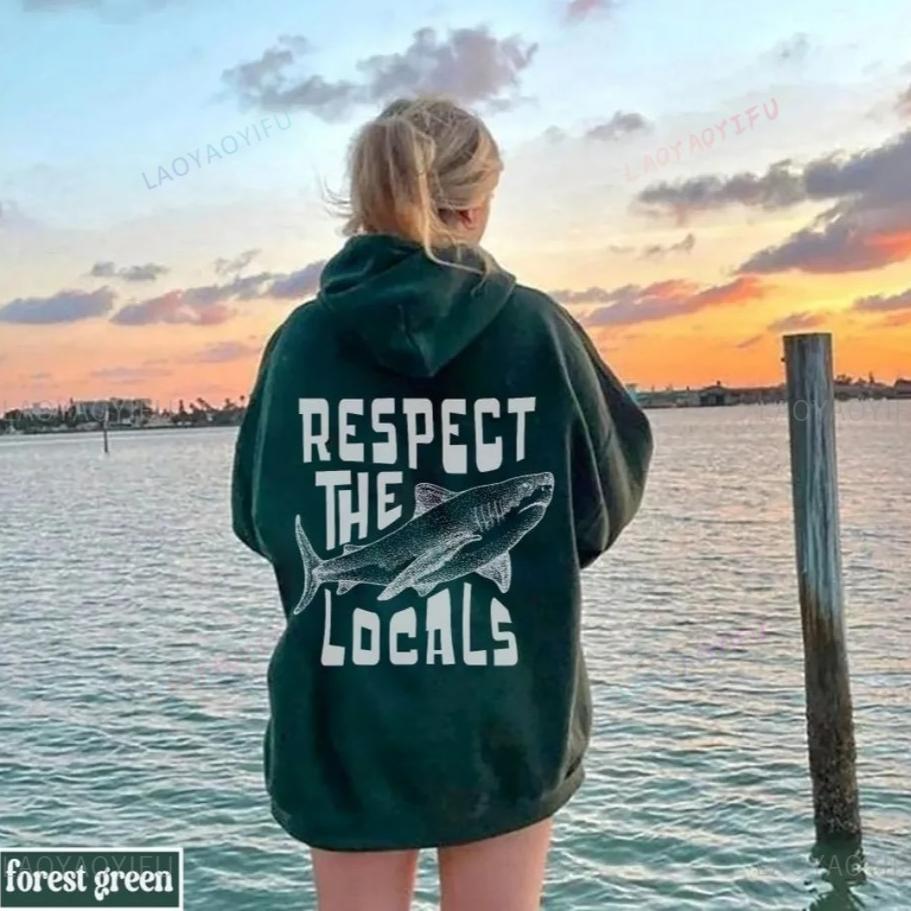 Respect The Ocean Hoodie - Ocean Surf Hoodie Carolina Blue Hoodie Words on Back Turtle Sweatshirt for Outdoor Enthusiasts