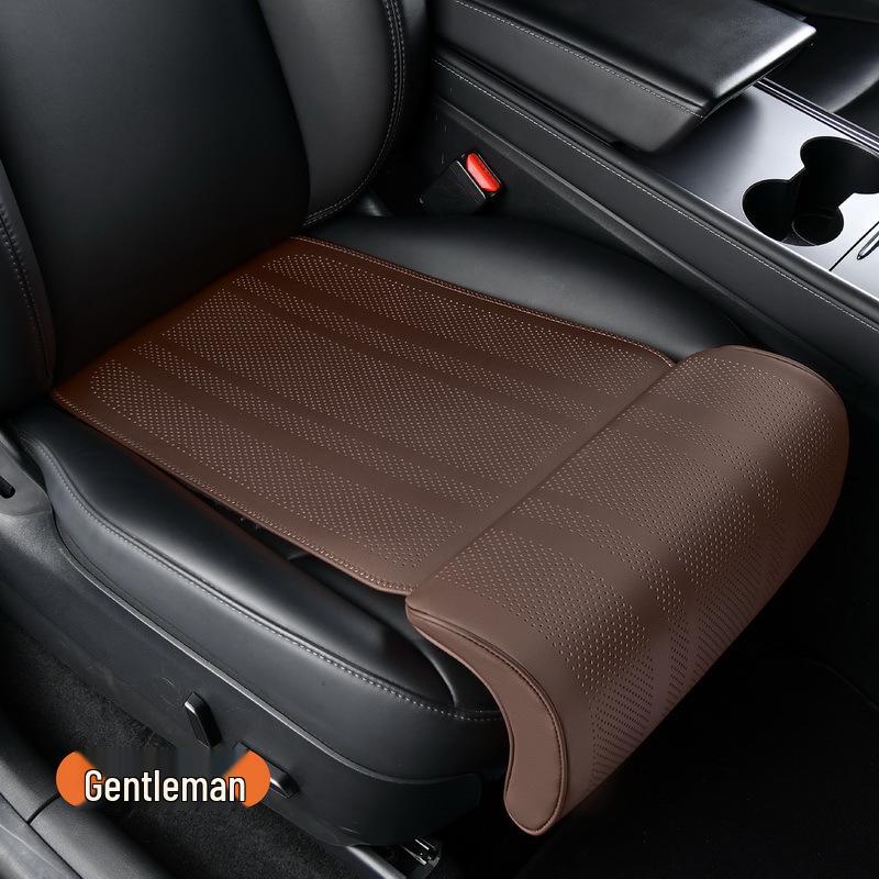 Universales Leder-Autositzkissen mit Beinstütze – Perforiert, Atmungsaktiv, Ganzjahresdesign