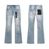 Jeans da uomo in denim lavato distressed a vita alta con dettagli strappati, vestibilità leggermente svasata