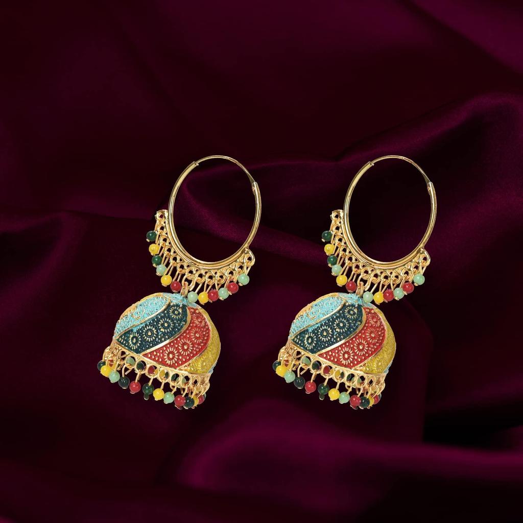 Traditional Multicolor Jhumka Earring for Women and Girls, Indian Ethnic Alloy Jhumki Earrings (Multi)