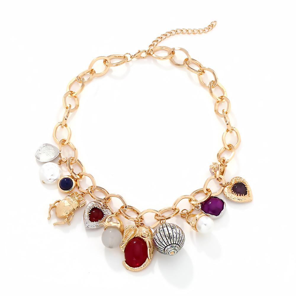 

Винтажное многослойное геометрическое колье-подвеска для женщин, праздничные украшения в подарок красный