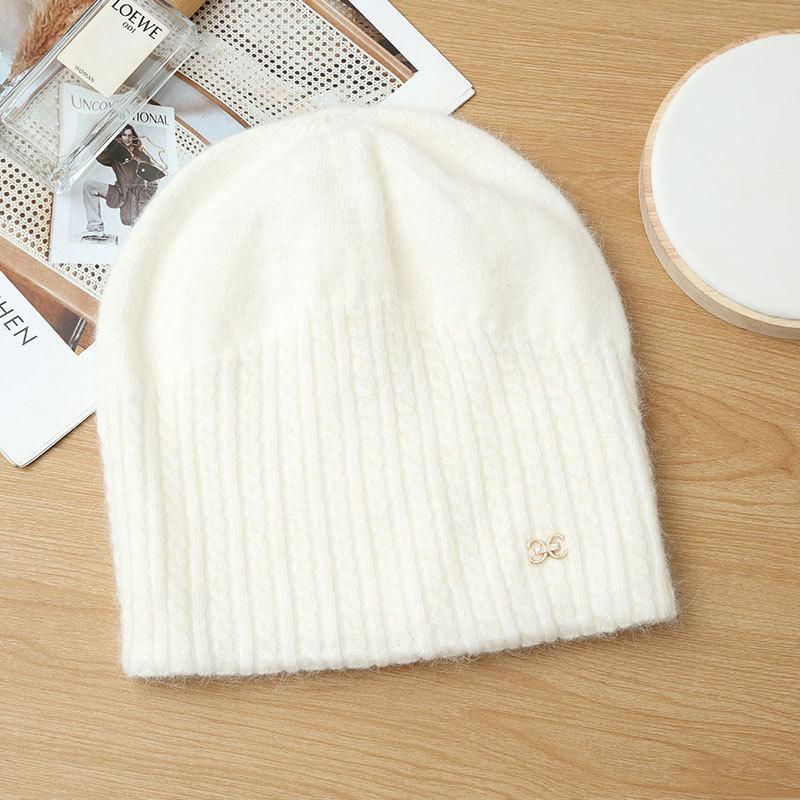 Knitted Thermal Hat Autumn and Winter Rabbit Fur Blended Women's Pullover Stacking Hat