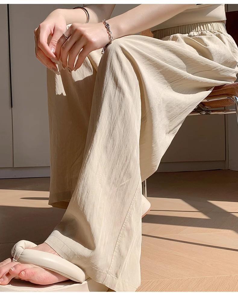 Women's 2025 Drapey Ice Silk Yamamoto Summer Wide-Leg Pants - Lightweight, Casual, Loose Fit for Strolling.