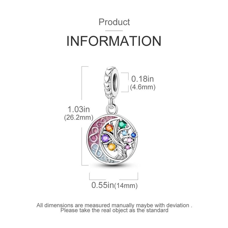 Authentische Charm-Perlen Charms Kupfer Bunt Mond Lebensbaum Perlen Charms Kompatibel Mit Charm-Perlen Charms Plata Armbändern für Frauen Damen Schmuckherstellung