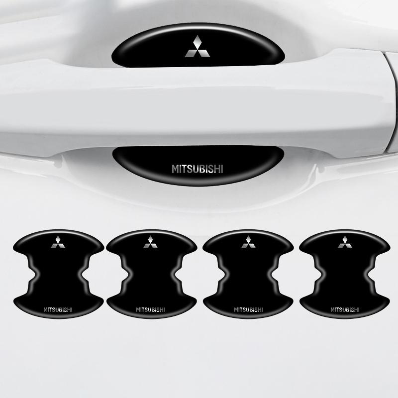 8pcs Car Door Handle Bowl Sticker Anti-collision Protection Strips Decals for Mitsubishi ASX Chaveiro Lancer Outlander Pajero EX