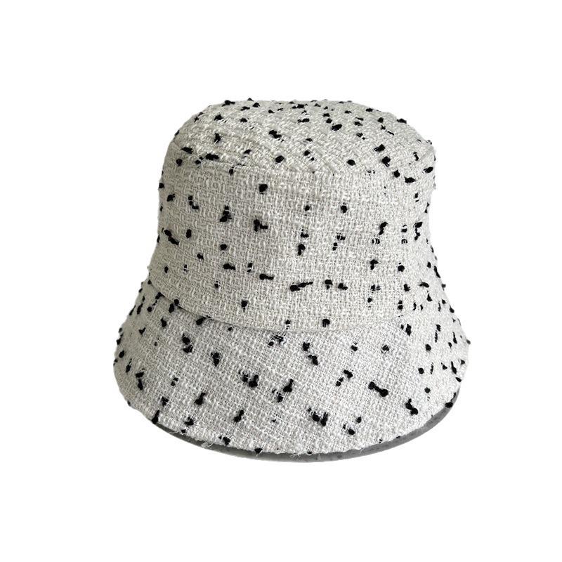 Autumn and winter polka dot basin hat versatile plain temperament bucket hat women's hair showing face small bucket hat