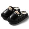 Cotton slippers imitation PU leather rubber sole autumn and winter wear thick soles warm and velvet home dormitory confinement wool shoes