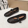 European and American spring and summer new one-word buckle Mary Jane shoes flat-soled women's shallow mouth hollow ballet shoes comfortable sing