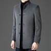 Men's Stand Collar Wool Coat with Detachable Down Liner – Thickened Loose Fit for Autumn/Winter