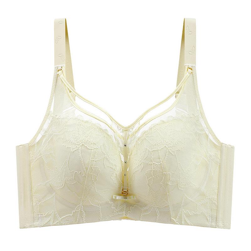European and American Breathable Plus Size Bra Sexy Mesh Soft Steel Ring Exquisite Lace U-shaped Beautiful Back Plus Size Underwear