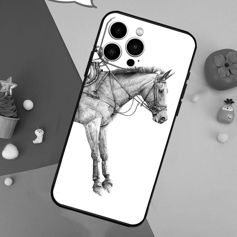 Horse Sketch Phone Case For iPhone 17 Pro Max 16 15 14 13 12 11 Pro Max Plus 12 13 Mini 16e 17 Air Cover