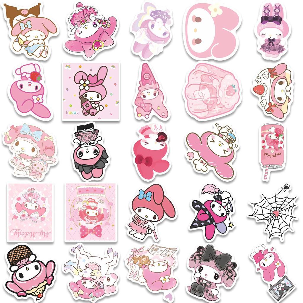50PCS Cute My Melody Cartoon Stickers for DIY Decoration – Waterproof for Phone Cases, Suitcases, Water Bottles, Desktops