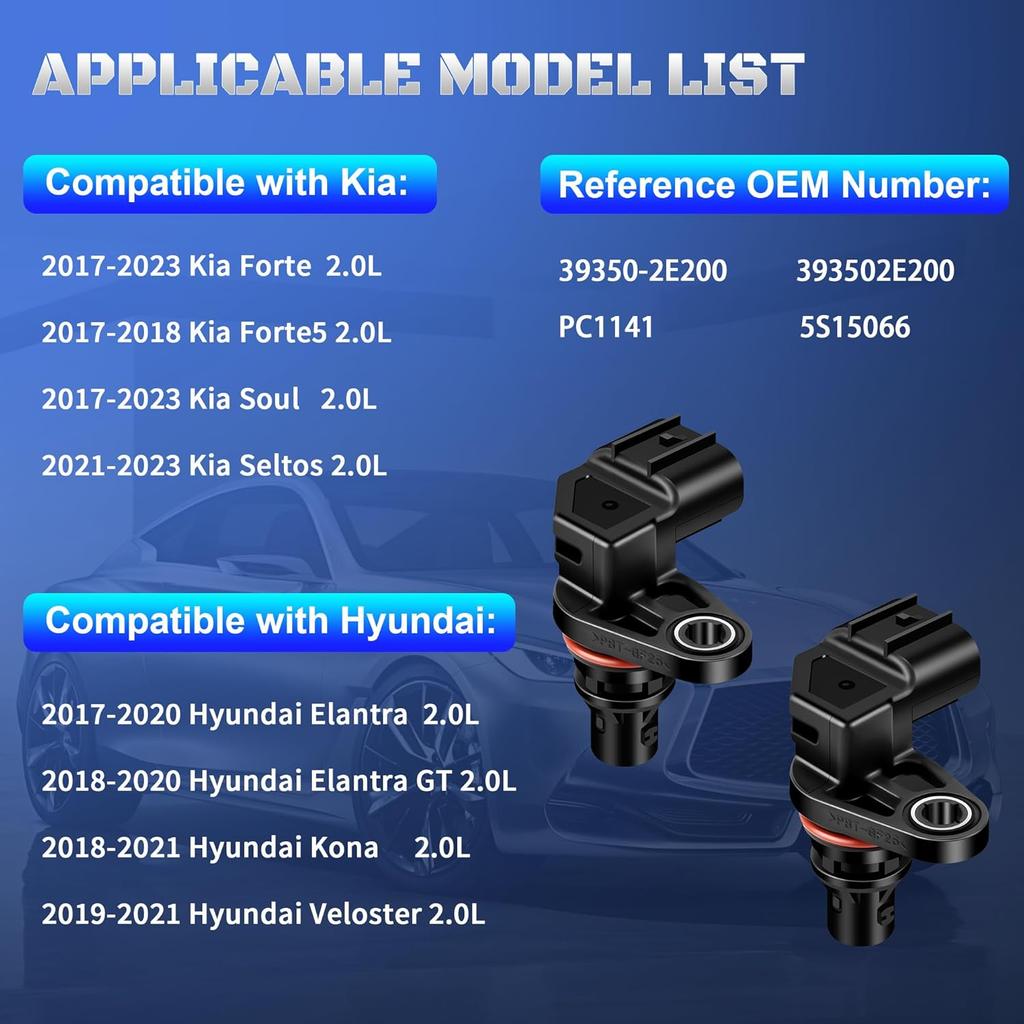 Engine Cam Camshaft Position Sensor 39350-2E200 393502E200 Compatible with 2017 2018    Hyundai Elantra/Elantra GT/Kona & Kia Forte Soul Forte5