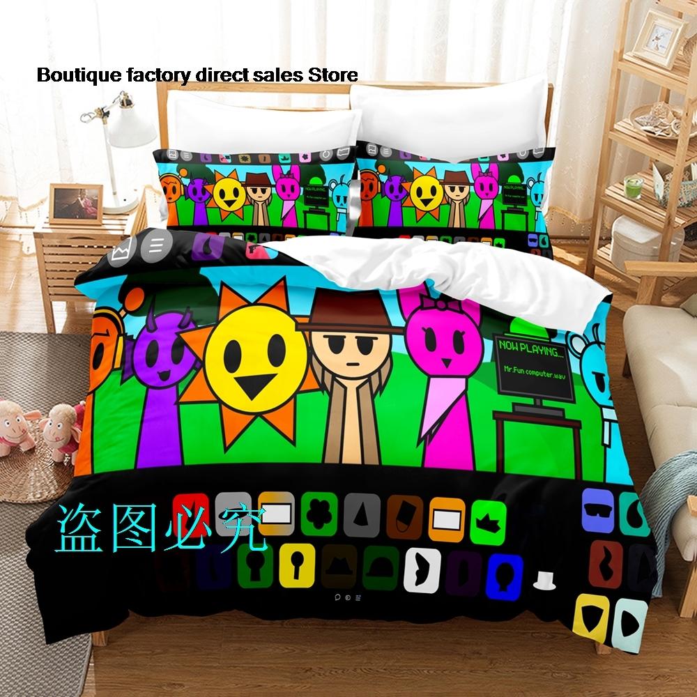Sprunki Bedding Set Single Twin Full Queen King Size Bed Set Adult Kid Bedroom Duvetcover Sets Anime parure de lit Bed