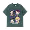 275 GSM Washed T-shirts 100% Cotton Demon Slayer V80 Hashiras Chibi Print Unisex Heavy Cotton T Shirt