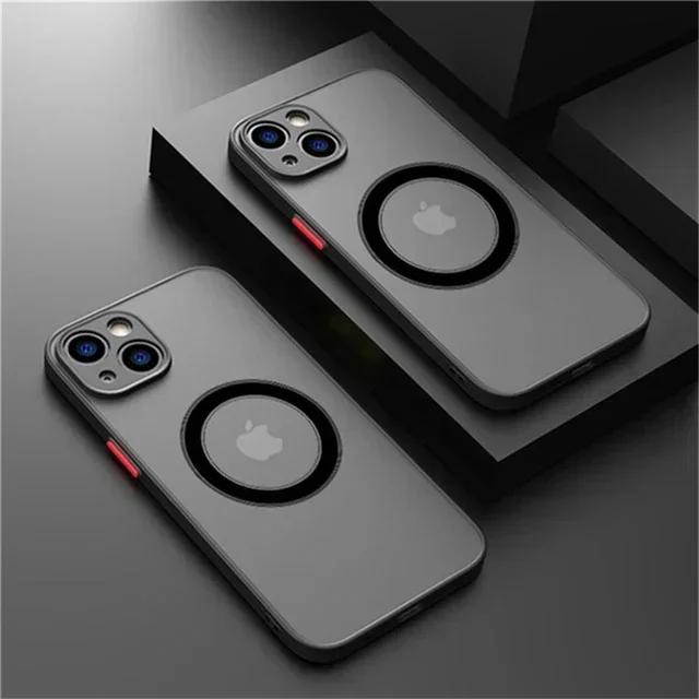 IPhone 17 Air 16 16e 15 14 13 Mini 12 11 Pro Max Plus Telefon İçin Sert Mat Kılıf Magsafe Manyetik Kablosuz Şarj Kapak funda Capa