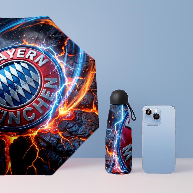 Ombrello Pieghevole Compatto Bayern Monaco con Stampa Mini 5 Pieghe 8 Stecche Antivento Impermeabile Leggero Portatile